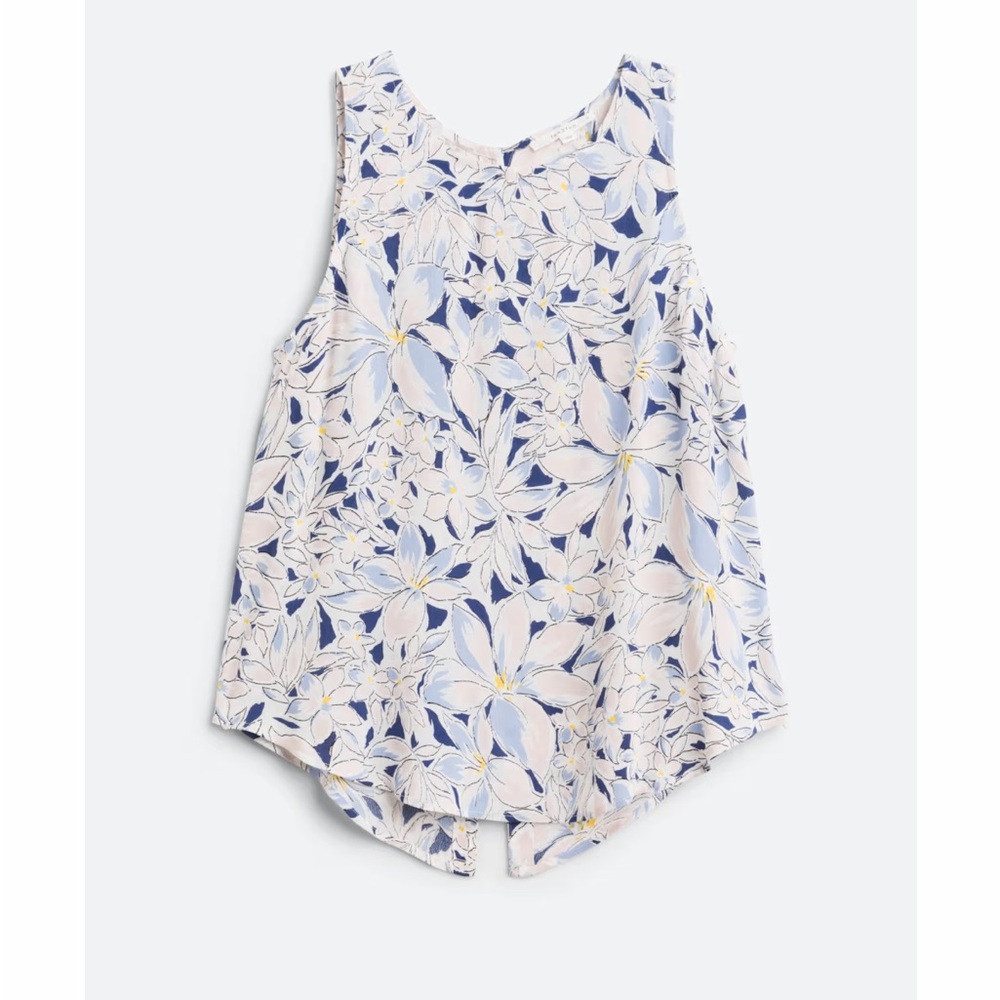 Blue and White Relaxed Sleeveless Tank Top